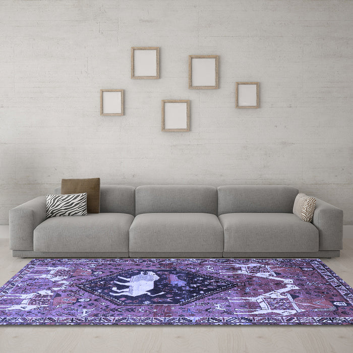 Machine Washable Persian Blue Traditional Rug in a Living Room, wshtr1300blu
