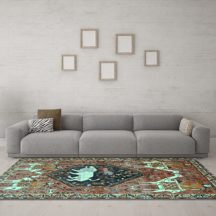 Machine Washable Persian Light Blue Traditional Rug in a Living Room, wshtr1300lblu