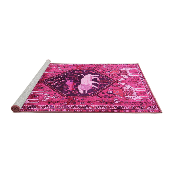 Sideview of Machine Washable Persian Pink Traditional Rug, wshtr1300pnk
