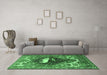 Machine Washable Persian Emerald Green Traditional Area Rugs in a Living Room,, wshtr1300emgrn