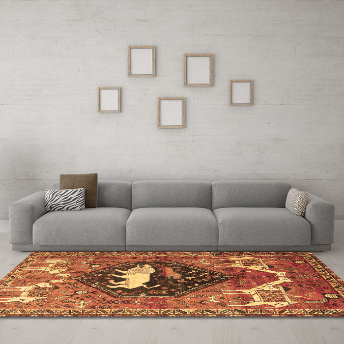Machine Washable Persian Brown Traditional Rug in a Living Room,, wshtr1300brn