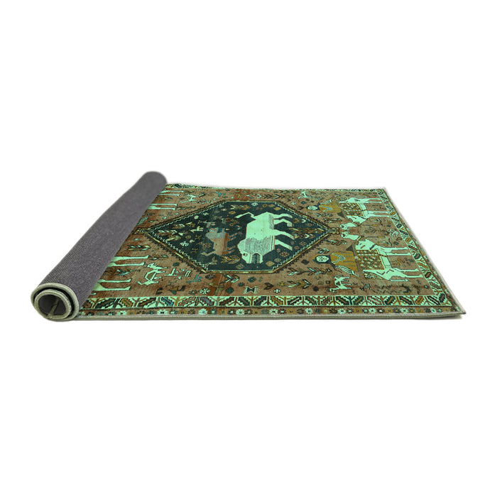 Sideview of Persian Turquoise Traditional Rug, tr1300turq