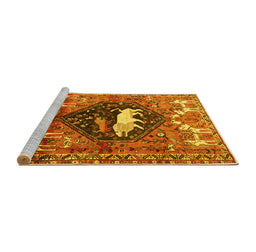 Sideview of Machine Washable Persian Yellow Traditional Rug, wshtr1300yw