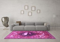 Machine Washable Persian Purple Traditional Area Rugs in a Living Room, wshtr1300pur