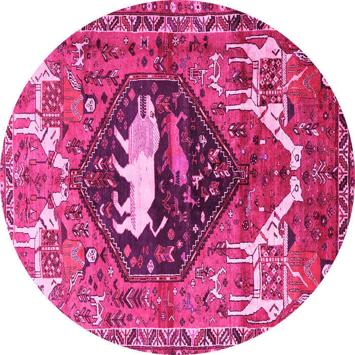 Round Persian Pink Traditional Rug, tr1300pnk