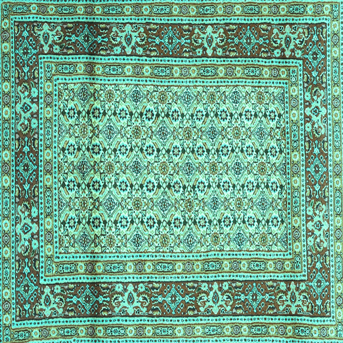 Square Machine Washable Persian Turquoise Traditional Area Rugs, wshtr1301turq