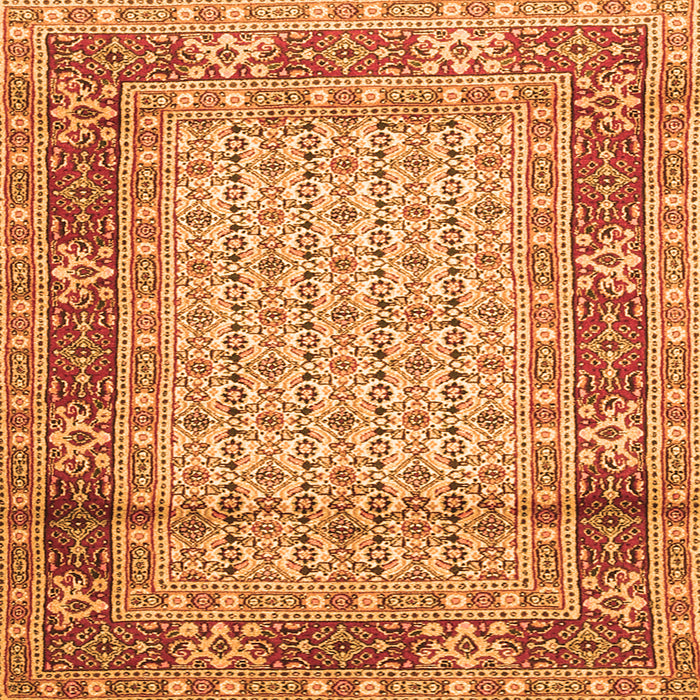 Round Machine Washable Persian Orange Traditional Area Rugs, wshtr1301org