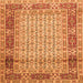 Round Machine Washable Persian Orange Traditional Area Rugs, wshtr1301org