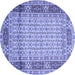 Round Machine Washable Persian Blue Traditional Rug, wshtr1301blu