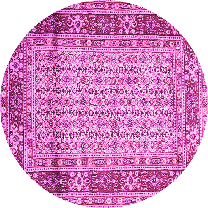Round Machine Washable Persian Pink Traditional Rug, wshtr1301pnk