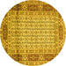 Round Persian Yellow Traditional Rug, tr1301yw