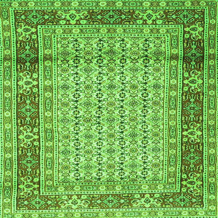 Round Machine Washable Persian Green Traditional Area Rugs, wshtr1301grn