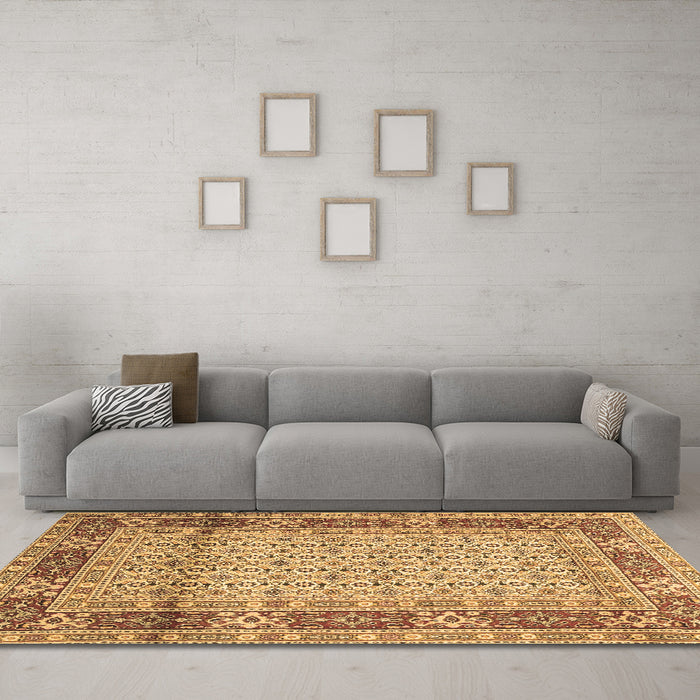 Machine Washable Persian Brown Traditional Rug in a Living Room,, wshtr1301brn