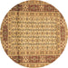 Round Persian Brown Traditional Rug, tr1301brn