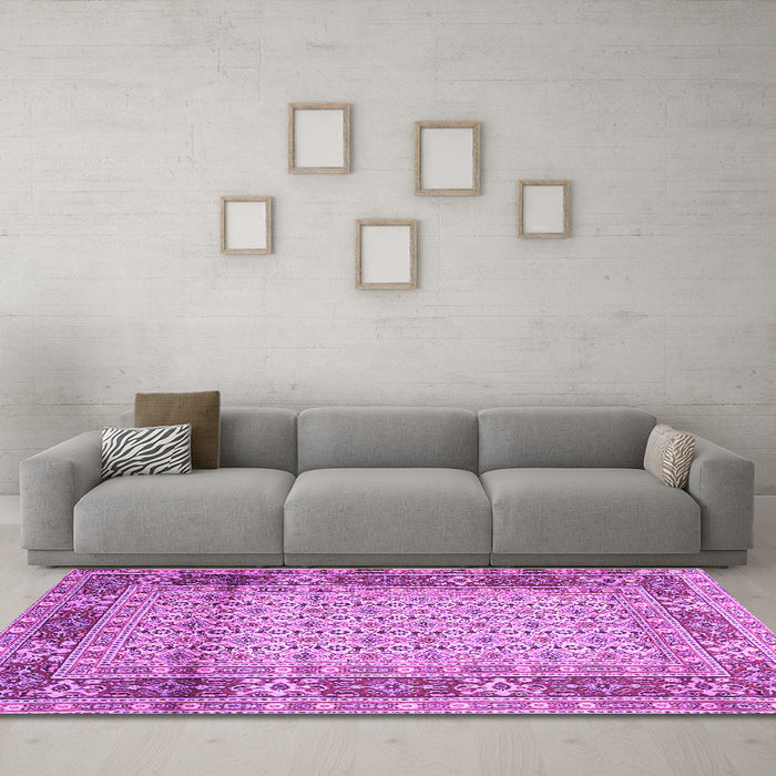 Machine Washable Persian Purple Traditional Area Rugs in a Living Room, wshtr1301pur