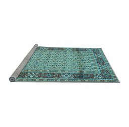 Sideview of Machine Washable Persian Light Blue Traditional Rug, wshtr1301lblu