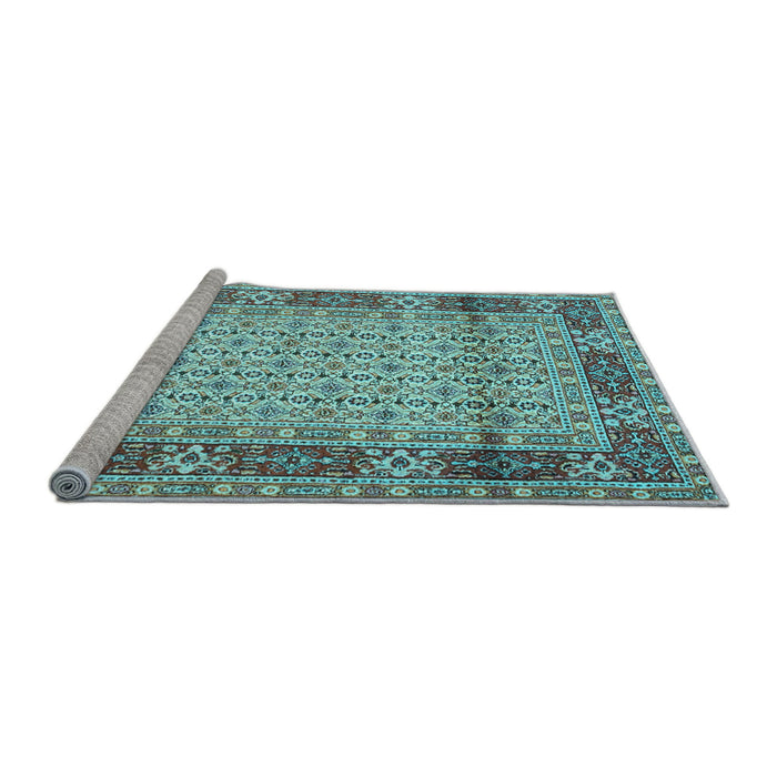 Sideview of Machine Washable Persian Light Blue Traditional Rug, wshtr1301lblu