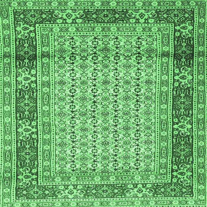 Square Machine Washable Persian Emerald Green Traditional Area Rugs, wshtr1301emgrn