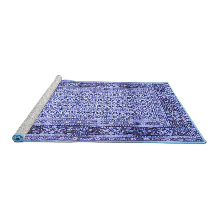 Sideview of Machine Washable Persian Blue Traditional Rug, wshtr1301blu
