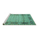 Sideview of Machine Washable Persian Turquoise Traditional Area Rugs, wshtr1301turq