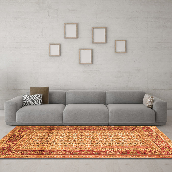 Machine Washable Persian Orange Traditional Area Rugs in a Living Room, wshtr1301org