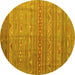 Round Machine Washable Persian Yellow Traditional Rug, wshtr1302yw