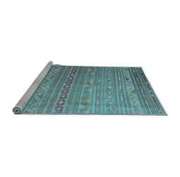 Sideview of Machine Washable Persian Light Blue Traditional Rug, wshtr1302lblu