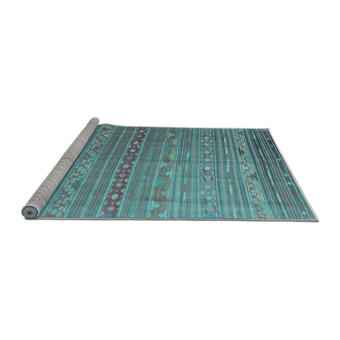 Sideview of Machine Washable Persian Light Blue Traditional Rug, wshtr1302lblu