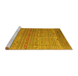Sideview of Machine Washable Persian Yellow Traditional Rug, wshtr1302yw