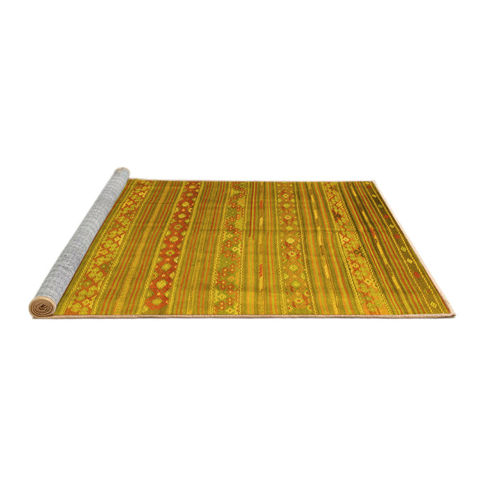 Sideview of Machine Washable Persian Yellow Traditional Rug, wshtr1302yw