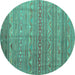 Round Persian Turquoise Traditional Rug, tr1302turq