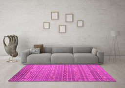 Machine Washable Persian Pink Traditional Rug in a Living Room, wshtr1302pnk