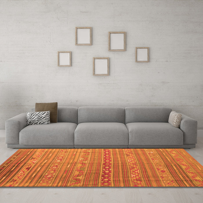 Machine Washable Persian Orange Traditional Area Rugs in a Living Room, wshtr1302org