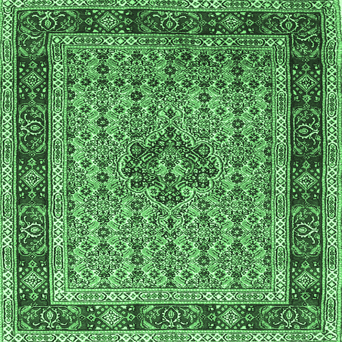 Square Machine Washable Persian Emerald Green Traditional Area Rugs, wshtr1303emgrn