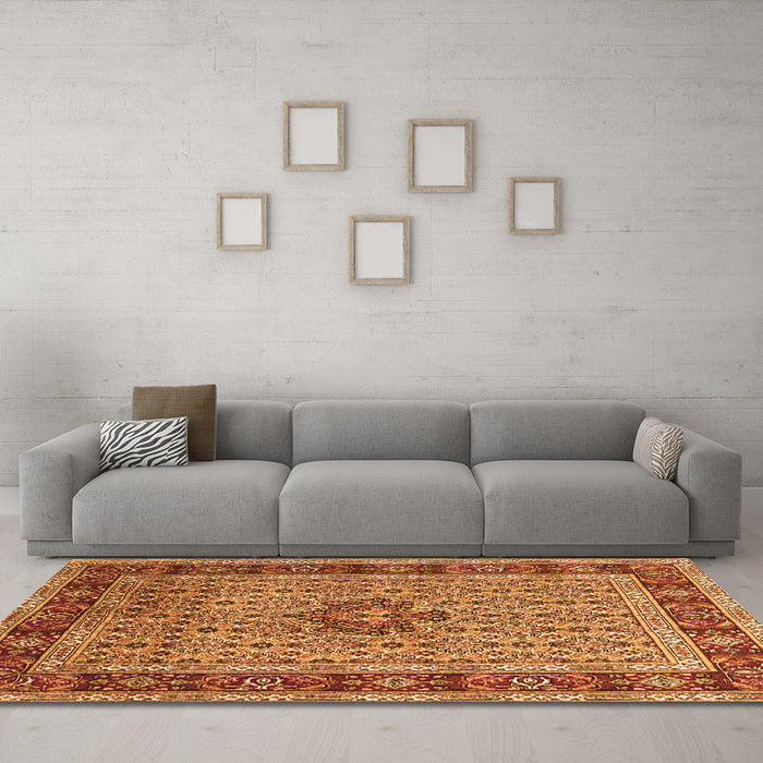 Machine Washable Persian Orange Traditional Area Rugs in a Living Room, wshtr1303org