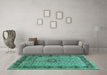 Machine Washable Persian Turquoise Traditional Area Rugs in a Living Room,, wshtr1303turq