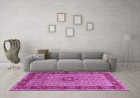 Machine Washable Persian Pink Traditional Rug, wshtr1303pnk