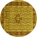 Round Persian Yellow Traditional Rug, tr1303yw