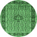 Round Persian Emerald Green Traditional Rug, tr1303emgrn