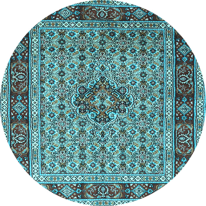 Round Machine Washable Persian Light Blue Traditional Rug, wshtr1303lblu