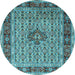 Round Machine Washable Persian Light Blue Traditional Rug, wshtr1303lblu