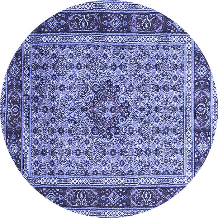 Round Machine Washable Persian Blue Traditional Rug, wshtr1303blu
