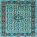 Square Machine Washable Persian Light Blue Traditional Rug, wshtr1303lblu