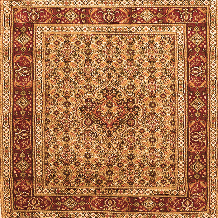 Round Machine Washable Persian Orange Traditional Area Rugs, wshtr1303org