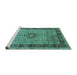 Sideview of Machine Washable Persian Turquoise Traditional Area Rugs, wshtr1303turq