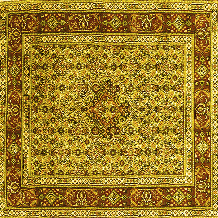 Square Machine Washable Persian Yellow Traditional Rug, wshtr1303yw