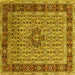 Square Machine Washable Persian Yellow Traditional Rug, wshtr1303yw