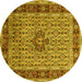 Round Machine Washable Persian Yellow Traditional Rug, wshtr1303yw