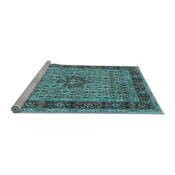 Sideview of Machine Washable Persian Light Blue Traditional Rug, wshtr1303lblu