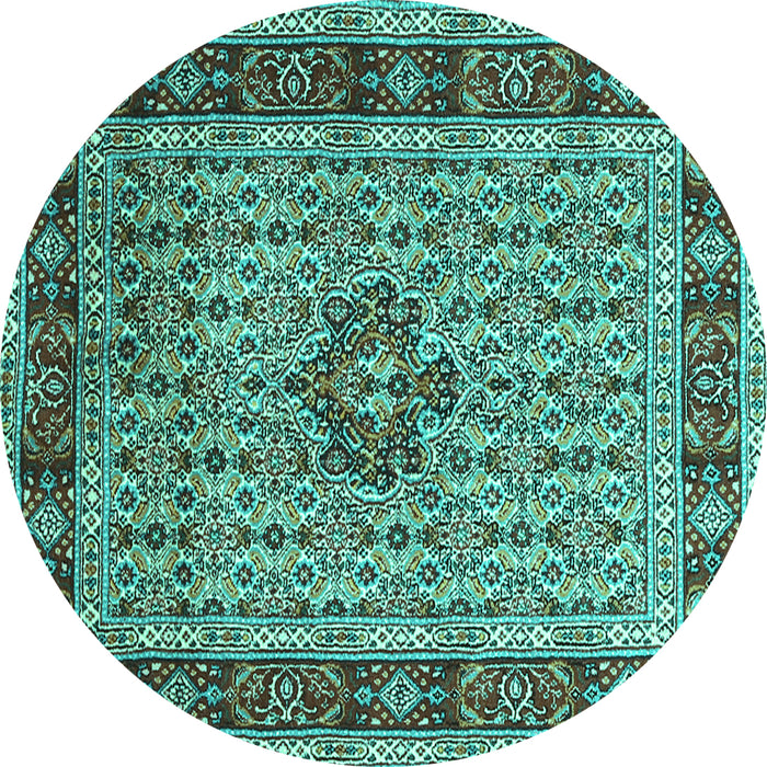 Round Machine Washable Persian Turquoise Traditional Area Rugs, wshtr1303turq